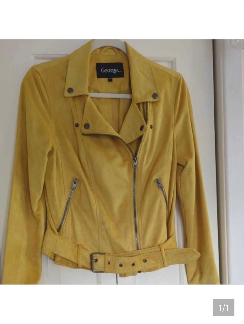 Yellow Suede Moto Jacket with Belt